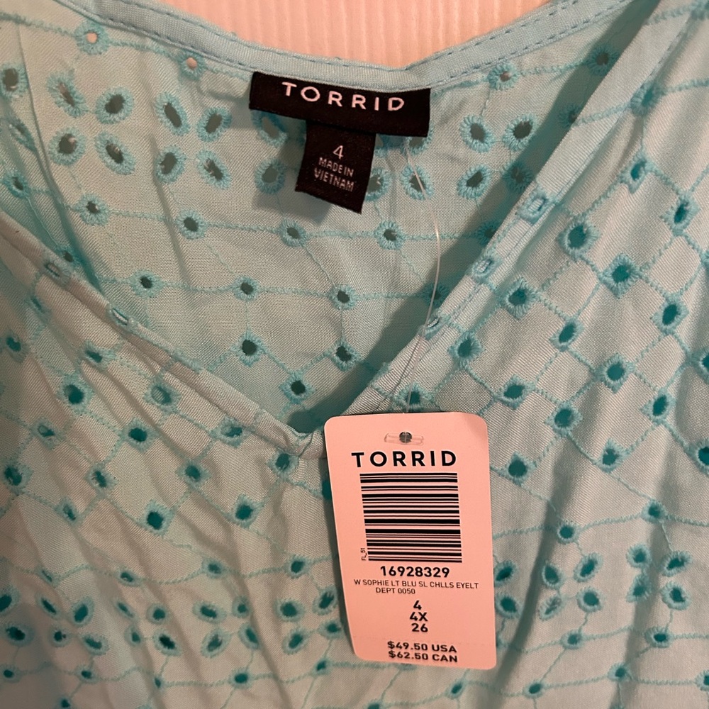 Torrid Light Blue Eyelet Blouse